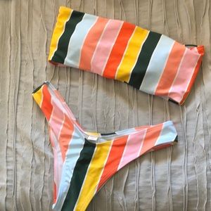 Rainbow striped bikini